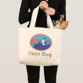 Cape May NJ Seagull Ocean Waves en Sun Grote Tote Bag (Voorkant (product))