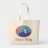 Cape May NJ Seagull Ocean Waves en Sun Grote Tote Bag (Voorkant)