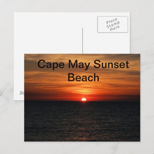 Cape May NJ Sunset Beach Briefkaart (Voorkant / Achterkant)
