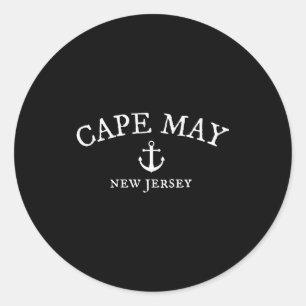 Cape May Nj T-shirt, New Jersey Zee Stad Ronde Sticker