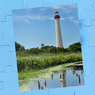 Cape May NJ Vuurtoren Foto,Gezellige avond,Cool,Pl Legpuzzel
