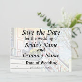 Cape May NJ - Witte Schommelstoel op Veranda Save The Date (Staand voorkant)