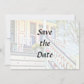 Cape May NJ - Witte Schommelstoel op Veranda Save The Date (Achterkant)