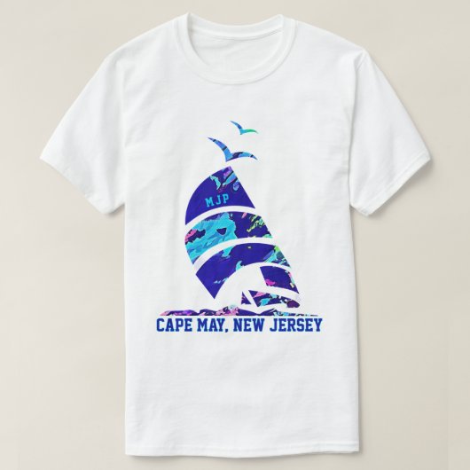 Cape May, NJ Zeilboot Vakantie T-shirt (Design voorkant)