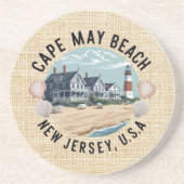 Cape May Retro Vignette Zandsteen Onderzetter (Voorkant)