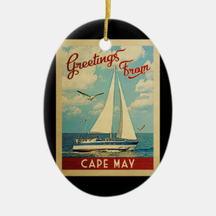 Cape May Sailboot Vintage Travel New Jersey Keramisch Ornament