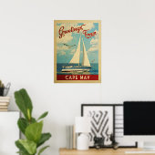 Cape May Sailboot Vintage Travel New Jersey Poster (Thuiskantoor)