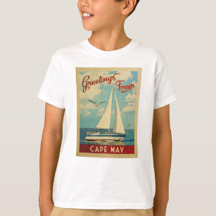 Cape May Sailboot Vintage Travel New Jersey T-shirt