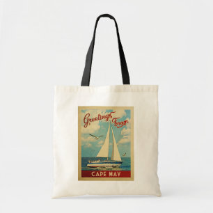 Cape May Sailboot Vintage Travel New Jersey Tote Bag