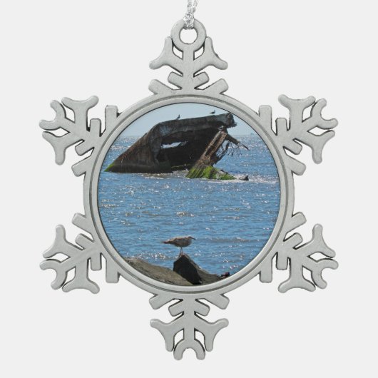 Cape May Shipwreck Tin Sneeuwvlok Ornament (Voorkant)