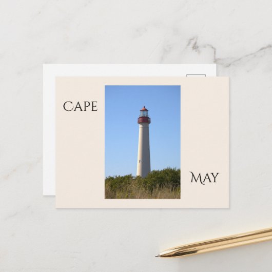 Cape May Vuurtoren Ansichtkaart Briefkaart (Voorkant / Achterkant in situ)