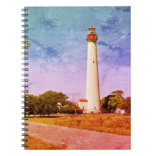 Cape May-vuurtoren canvasprint Notitieboek (Voorkant)