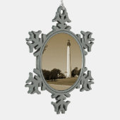 Cape May-vuurtoren Tin Sneeuwvlok Ornament (Links)