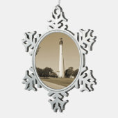 Cape May-vuurtoren Tin Sneeuwvlok Ornament (Rechts)