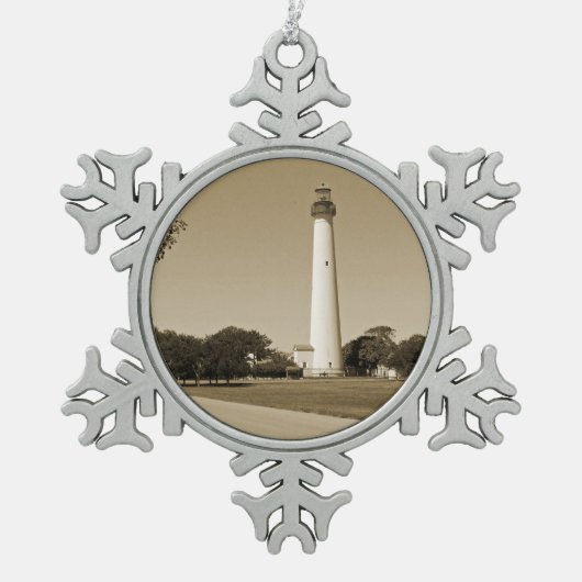 Cape May-vuurtoren Tin Sneeuwvlok Ornament (Voorkant)
