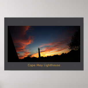Cape May Vuurtoren Zonsondergang Poster