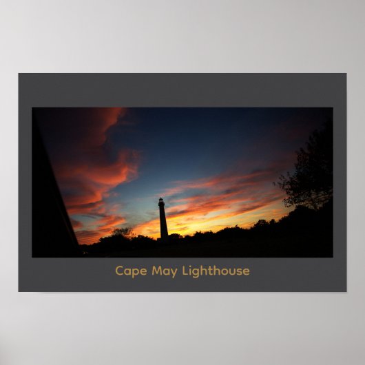 Cape May Vuurtoren Zonsondergang Poster (Voorkant)
