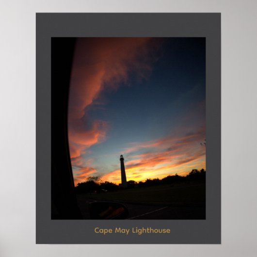 Cape May Vuurtoren Zonsondergang Poster (Voorkant)