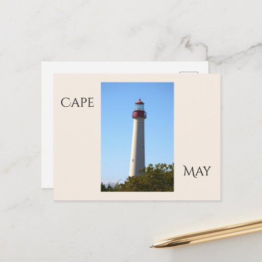 Cape May-vuurtorenansichtkaart Briefkaart (Voorkant / Achterkant in situ)