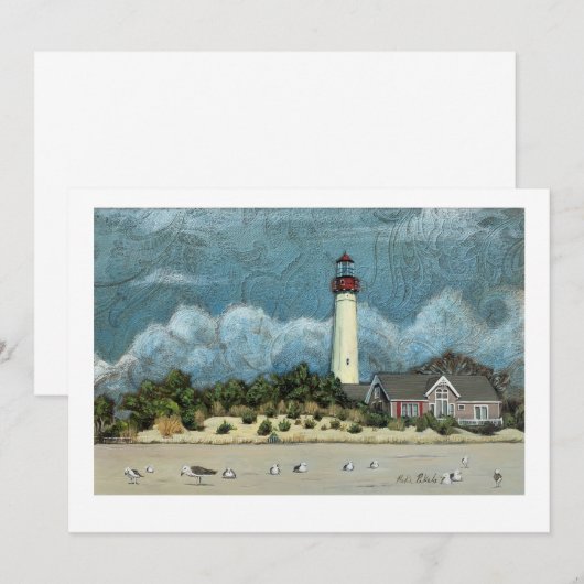 Cape May Vuurtorenschilderkunst, New Jersey Kaart (Voorkant / Achterkant)