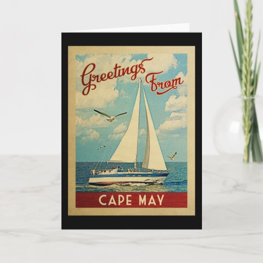 Cape May Wenskaart Sailboat  New Jersey Kaart (Voorkant)