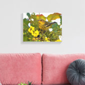 Cape May Zanger met Bloeiende Mahonia Canvas Afdruk (Insitu (Woonkamer))