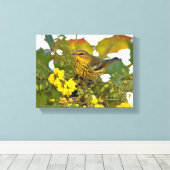 Cape May Zanger met Bloeiende Mahonia Canvas Afdruk (Insitu (Houten vloer))