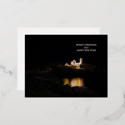 Cape Neddick Light Christmas Kaart (Voorkant / Achterkant)