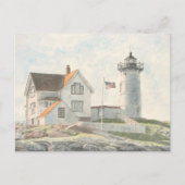Cape Neddick Lighthouse Watercolor Briefkaart (Voorkant)