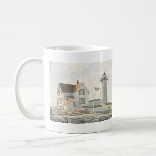 Cape Neddick Lighthouse Watercolor Koffiemok (Links)
