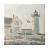 Cape Neddick Lighthouse Watercolor Tegeltje (Voorkant)