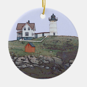 Cape Neddick Nubble Lghthouse Maine Keramisch Ornament