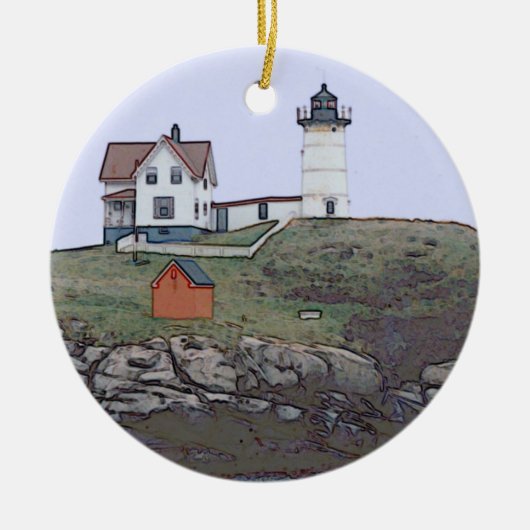 Cape Neddick Nubble Lghthouse Maine Keramisch Ornament (Voorkant)