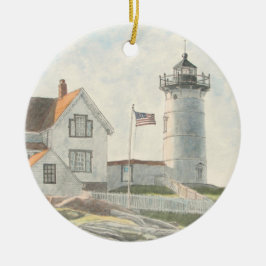 Cape Neddick Vuurtoren Aquarel Keramisch Ornament