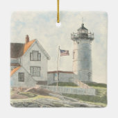 Cape Neddick-vuurtoren Keramisch Ornament (Achterkant)