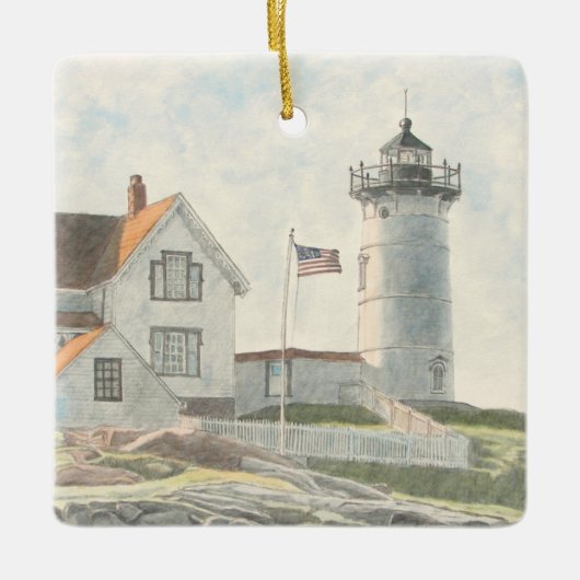Cape Neddick-vuurtoren Keramisch Ornament (Voorkant)