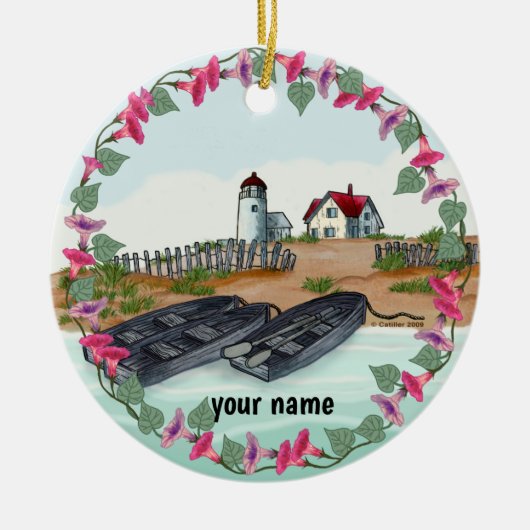 Cape Neddick-vuurtoren Keramisch Ornament (Voorkant)