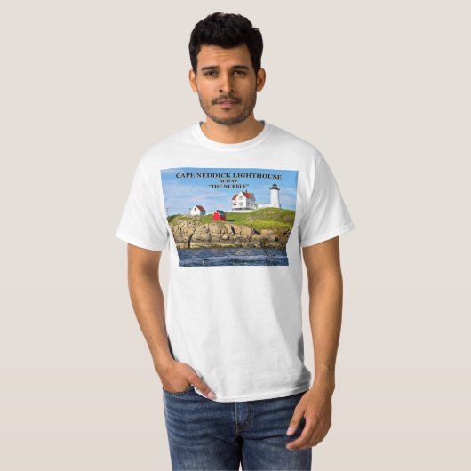 Cape Neddick, vuurtoren van de "nubble", T-Shirt (Voorkant volledig)