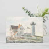 Cape Neddick Vuurtoren Waterverf Kaart (Staand voorkant)