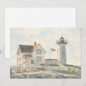 Cape Neddick Vuurtoren Waterverf Kaart (Voorkant / Achterkant)