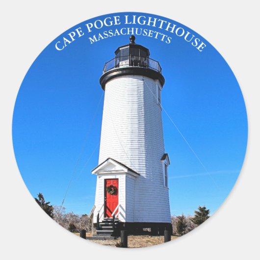 Cape Poge Vuurtoren, Massachusetts Ronde Sticker (Voorkant)