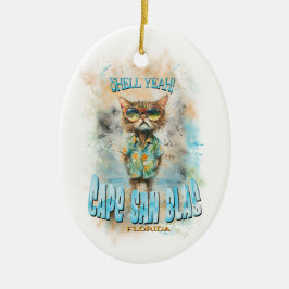 Cape San Blas Florida Beach Cat Keramisch Ornament