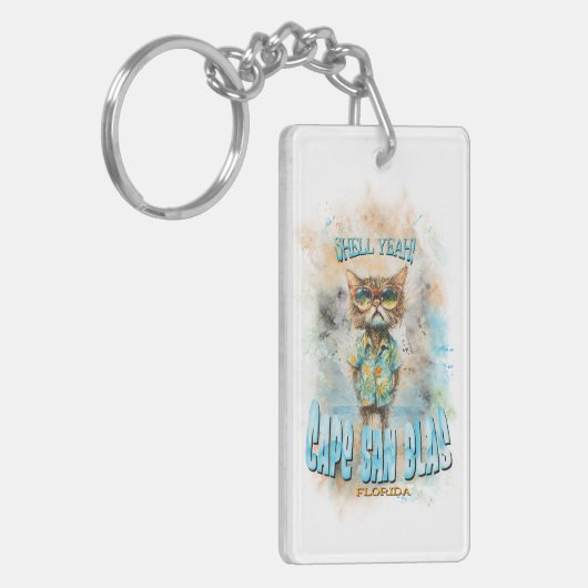 Cape San Blas Florida Beach Cat Sleutelhanger (Voorkant Links)