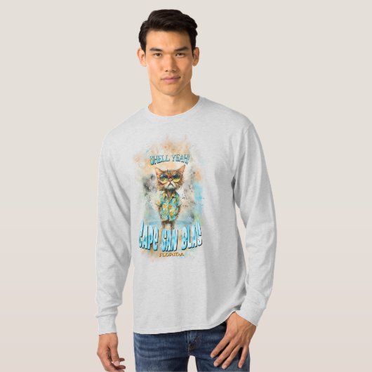 Cape San Blas Florida Beach Cat T-shirt (Voorkant volledig)
