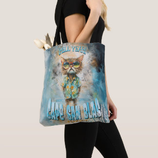 Cape San Blas Florida Beach Cat Tote Bag
