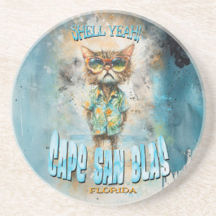 Cape San Blas Florida Beach Cat Zandsteen Onderzetter