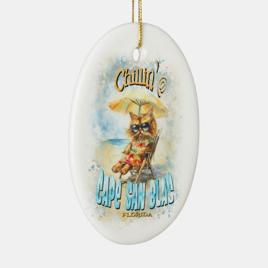 Cape San Blas Florida Beach Lounging Cat Keramisch Ornament (Rechts)