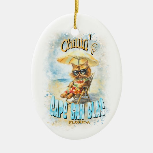 Cape San Blas Florida Beach Lounging Cat Keramisch Ornament (Voorkant)