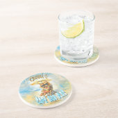 Cape San Blas Florida Beach Lounging Cat Zandsteen Onderzetter (Zijkant)