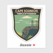 Cape Sounion Griekenland Reizen Kunst Vintage Sticker (Vel)